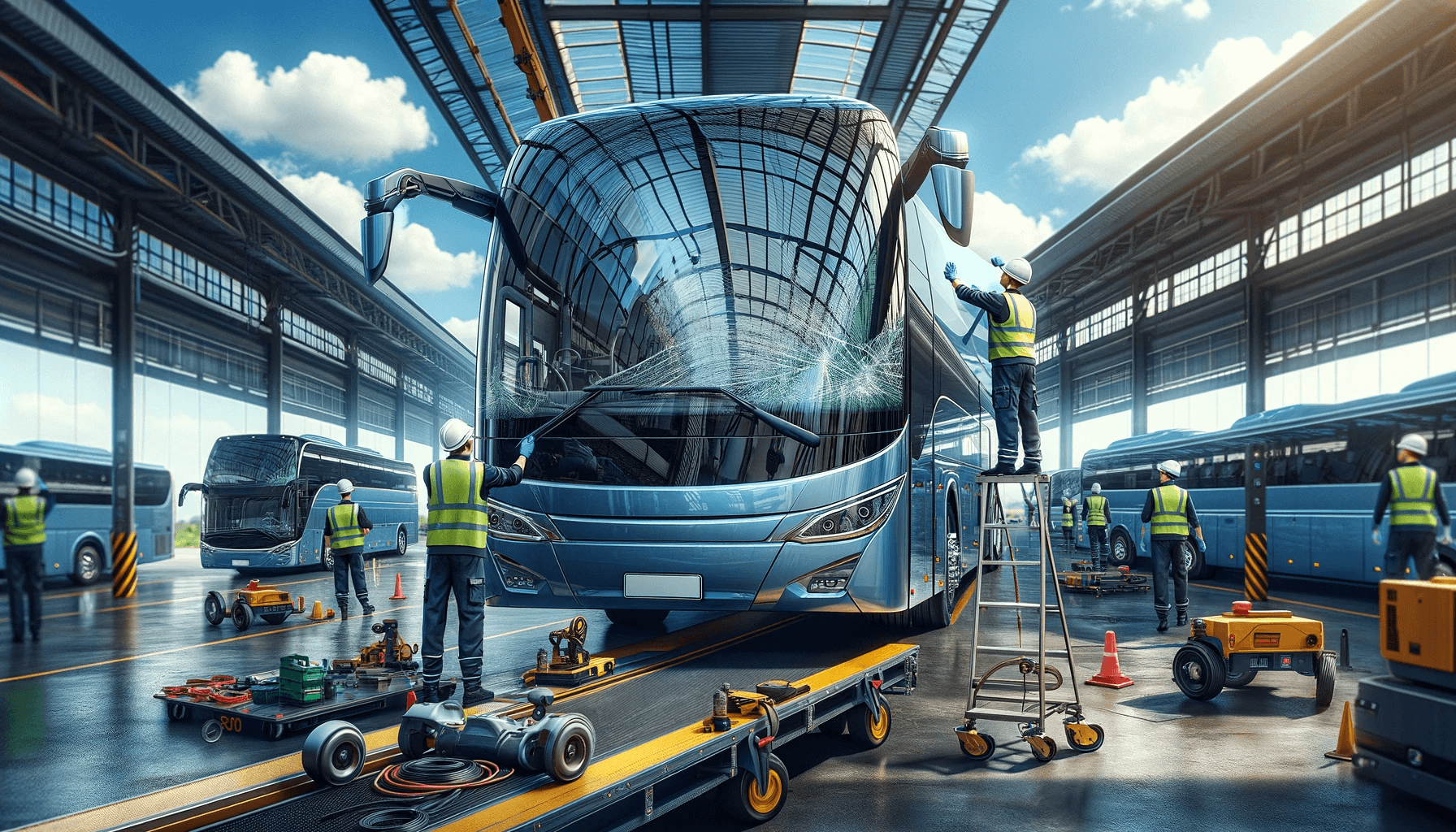 bus windshield installation